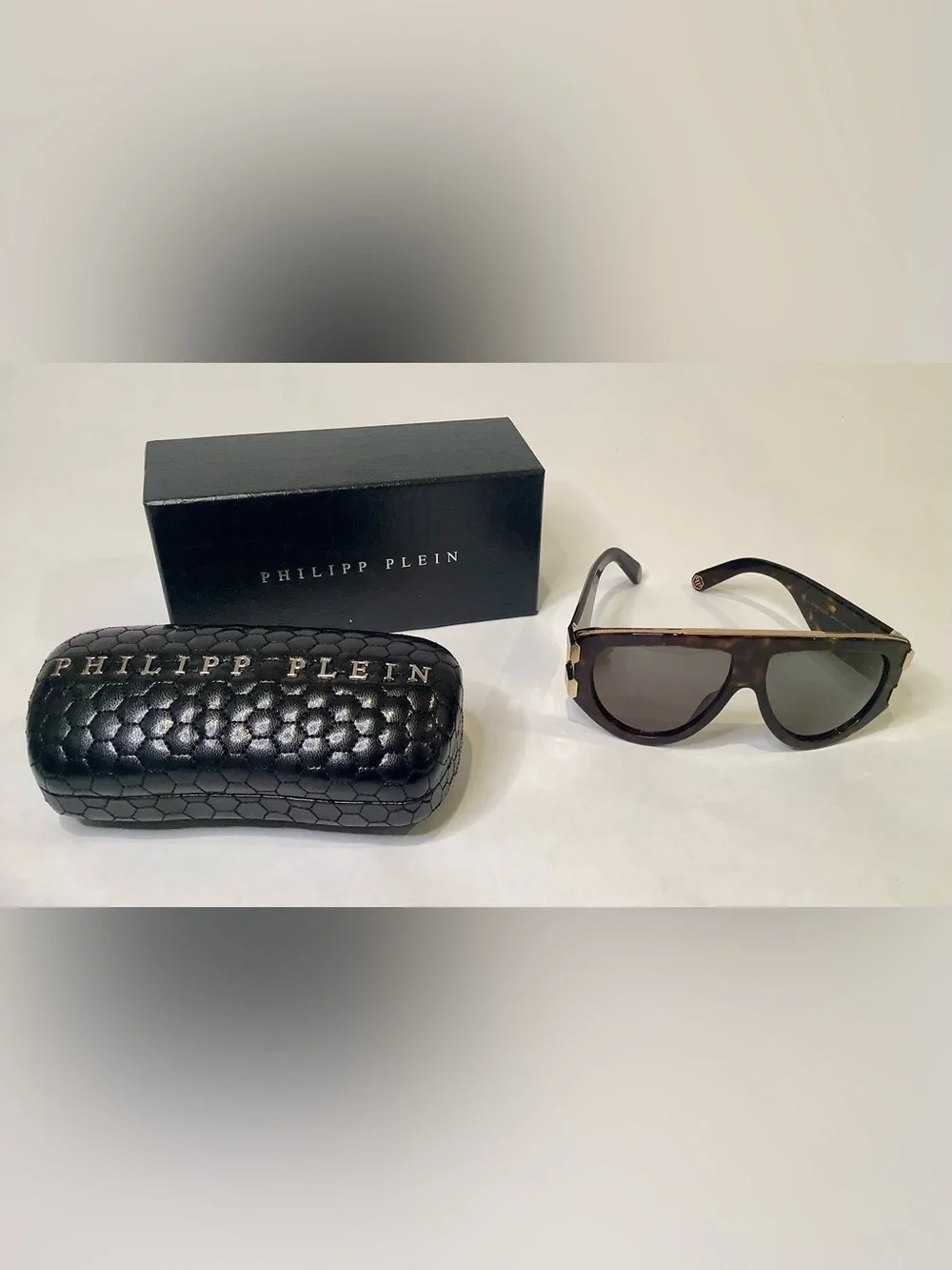 Philipp Plein Tortoiseshell Sunglasses with Gradient Gray Lenses